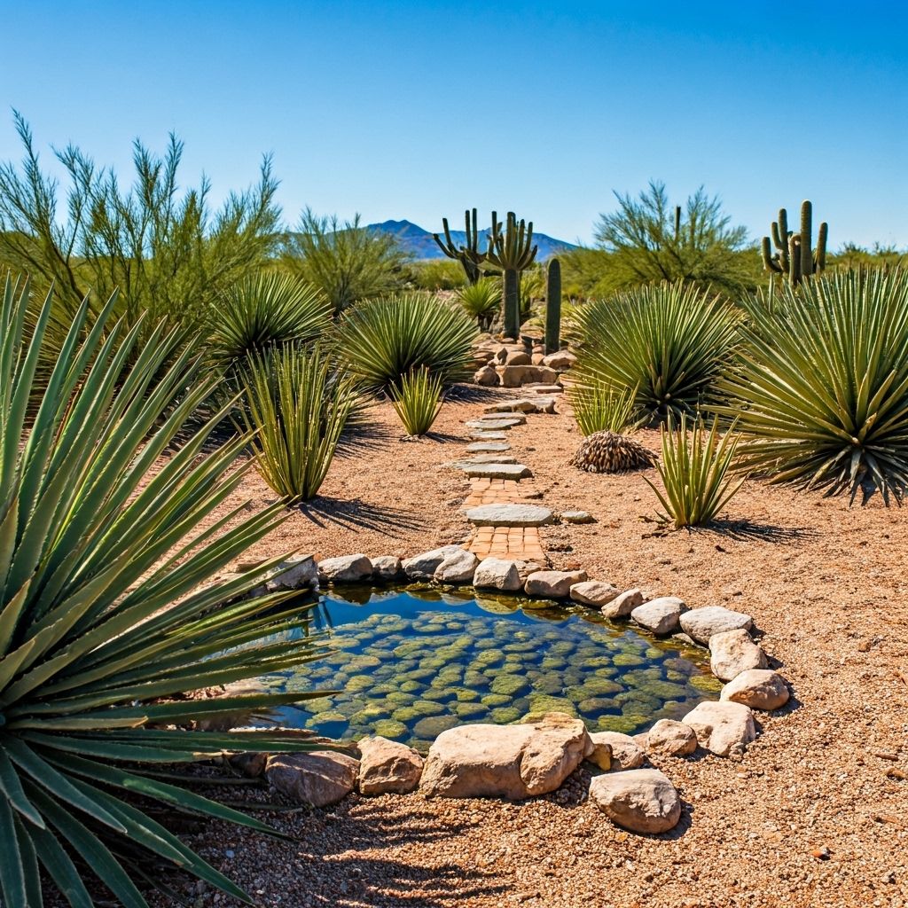 Desert permaculture garden with native plants